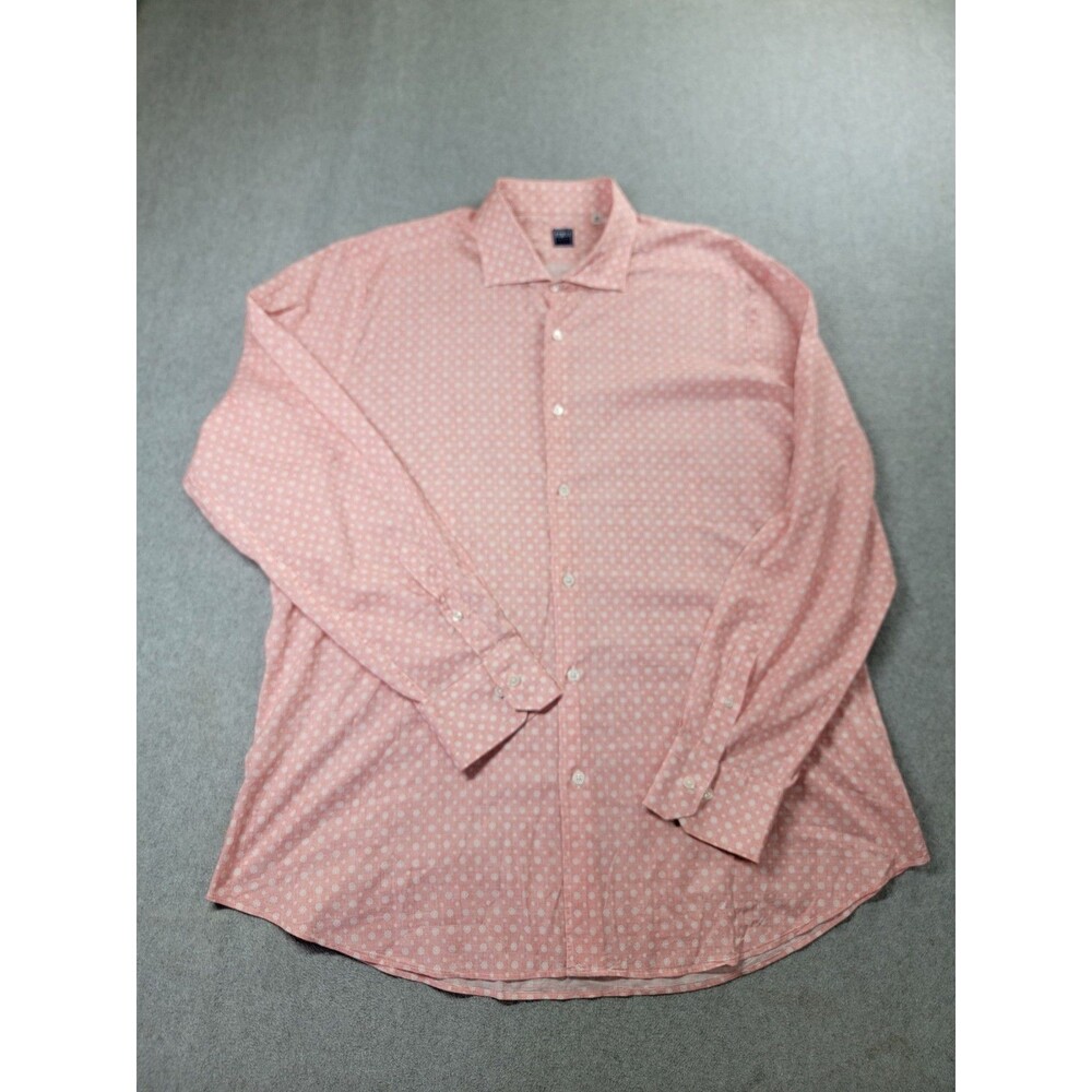 Fedeli Shirt Mens M 16.5 46 Pink Floral Lightweight Stretch Italy Cutaway Collar